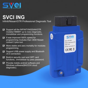 SVCI ING,Nissan/Infiniti/GRT diagnostic tools, immobilizer bypass password and support all the modules programmings